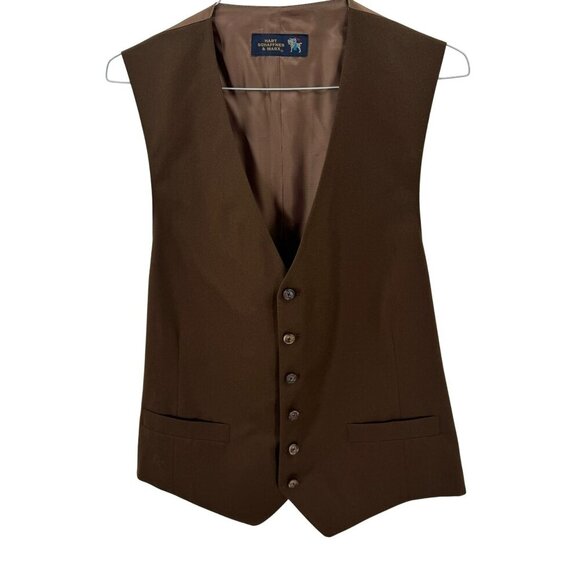 Hart Schaffner & Marx Mens Brown Formal Vest Size 44R Button-Front Design Satin - Picture 1 of 7